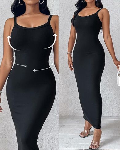 Womens Solid Ribbed U Neck Sleeveless Bodycon Maxi Dress Slim Fit Long Dress Elegant Casual Party Club Date Holiday Outfit in Saudi Arabia