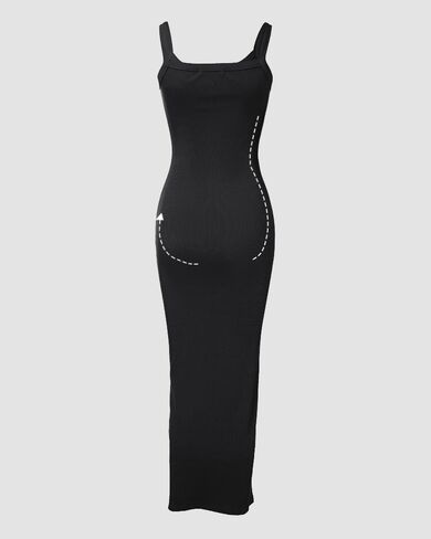 Womens Solid Ribbed U Neck Sleeveless Bodycon Maxi Dress Slim Fit Long Dress Elegant Casual Party Club Date Holiday Outfit in Saudi Arabia