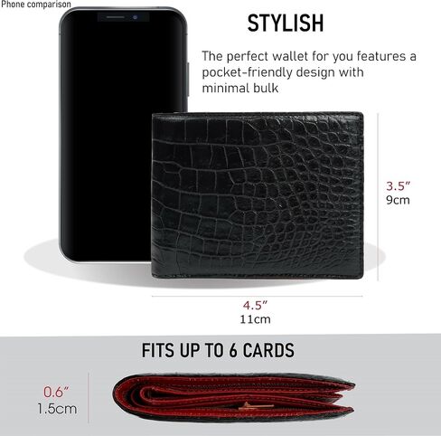 Mens Bifold Leather Wallets Black Red Alligator Ostrich Leather Passcase RFID Blocking Double Side Exotic Leather Billfold Security Luxury Handmade Multiple Pocket Holder in Saudi Arabia