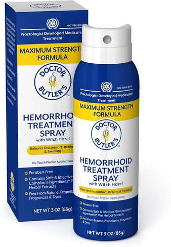 Doctor Butler's Hemorrhoid Spray - Hemorrhoid Treatment and Medicated Cleansing Solution with Witch Hazel and Aloe Vera to Help withDiscomfort, Itch Relief and Swelling* (3oz) in Kuwait