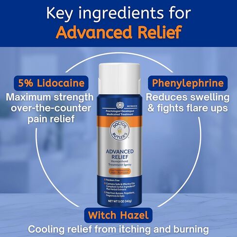 Doctor Butler's Hemorrhoid Spray - Hemorrhoid Treatment and Medicated Cleansing Solution with Witch Hazel and Aloe Vera to Help withDiscomfort, Itch Relief and Swelling* (3oz) in Kuwait