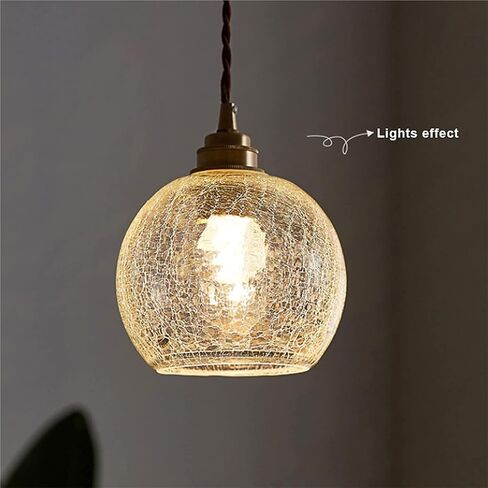 LNPTAL Cracked Glass Globe Pendant Light, E27 Vintage Hanging Lamp, Modern Nordic Ceiling Light Fixture for Kitchen Island Dining Room Bedside Cafe Bar in Saudi Arabia