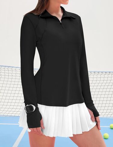 Womens Long Sleeve Workout Tops Athletic Quarter Zip Pullover UPF 50+ Lightweight Running Hiking Golf Gym Shirts in Saudi Arabia