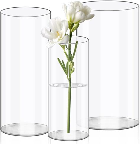 Olrla 2 Pack Transparent Acrylic Flower Vase, 4'' and 6'' Shatter-Proof Plastic Cylinder Vase for Flower Arrangement, Wedding Centerpieces, DIY in Kuwait