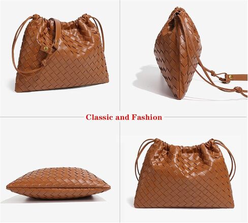 Woven Large Crossbody Bags for Women Trendy Soft Leather Shoulder Tote Purses in Saudi Arabia