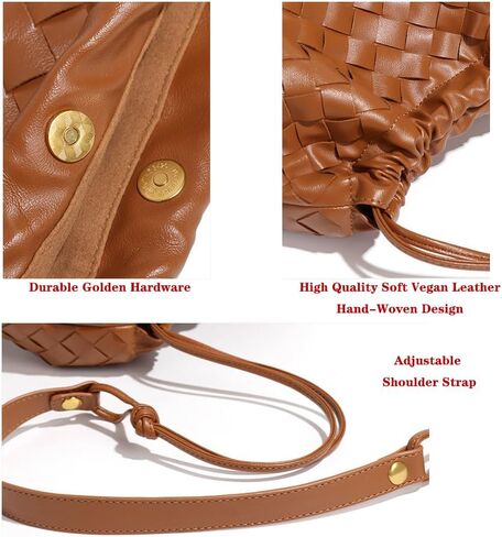 Woven Large Crossbody Bags for Women Trendy Soft Leather Shoulder Tote Purses in Saudi Arabia