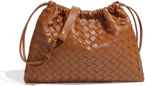 Woven Large Crossbody Bags for Women Trendy Soft Leather Shoulder Tote Purses in Saudi Arabia