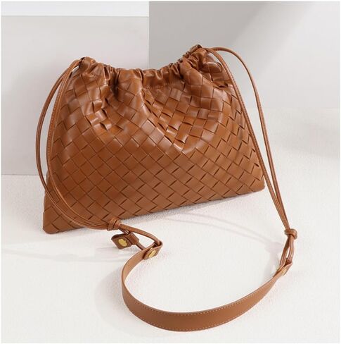 Woven Large Crossbody Bags for Women Trendy Soft Leather Shoulder Tote Purses in Saudi Arabia