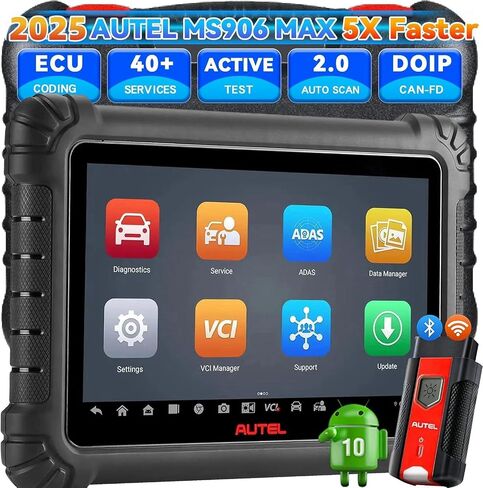 Autel MaxiSYS MS906MAX Scanner, 2025 MS906 MAX Up of MS906PRO MS906BT MK906 MP900BT MK900, ECU Coding, Bidirectional 3k+ Test, 40+ Service, All System Diagnostic, CAN FD DoIP, Auto Scan 2.0 VAG Guided in Saudi Arabia
