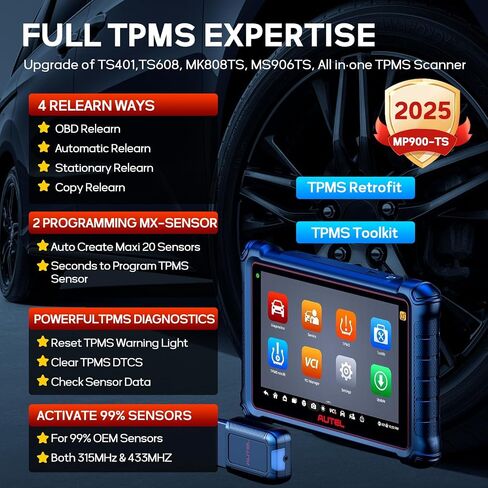 الماسح الضوئي Autel MaxiPRO MP900TS يصل إلى MS906 PRO MS906TS MP900BT MK900-TS TPMS أداة تشخيص البرمجة مثل اختبار MS906 Pro TS ثنائي الاتجاه CAN FD&DOIP 40+ Service FCA SGW in Saudi Arabia
