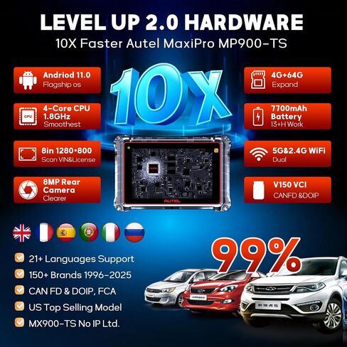 الماسح الضوئي Autel MaxiPRO MP900TS يصل إلى MS906 PRO MS906TS MP900BT MK900-TS TPMS أداة تشخيص البرمجة مثل اختبار MS906 Pro TS ثنائي الاتجاه CAN FD&DOIP 40+ Service FCA SGW in Saudi Arabia