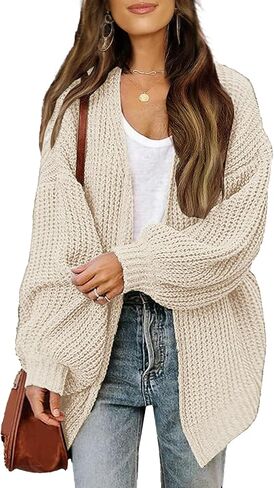 Womens Long Cardigan Sweater Fall 2025 Trendy Chunky Waffle Knit Oversized Open Front Dressy Cardigans for Women in Saudi Arabia