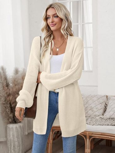 Womens Long Cardigan Sweater Fall 2025 Trendy Chunky Waffle Knit Oversized Open Front Dressy Cardigans for Women in Saudi Arabia