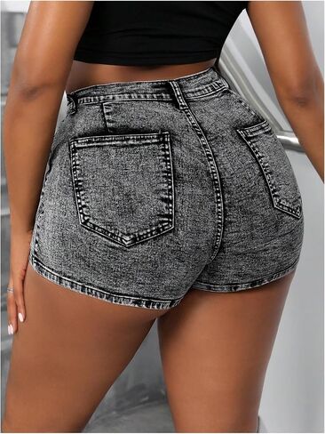 Floerns Women's Plus Size Wrap Hem Denim Skorts Mid Waist Y2k Skirt Shorts in Saudi Arabia