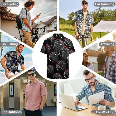 Death Reaper Mens Button Down Short Sleeve Shirt Casual T Shirts Summer Beach Tops with Pocket in Saudi Arabia