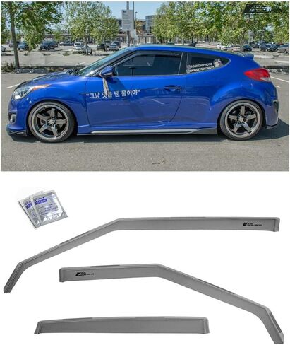 Extreme Online Store Replacement for 2012-2017 Hyundai Veloster Models | EOS Visors JDM in-Channel Style Smoke Tinted Side Vents Rain Guard Window Deflectors DWV-V128 in Saudi Arabia
