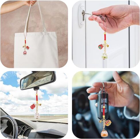 WEBEEDY 6PCS Lucky Beckoning Cat Keychains Pendant Japanese Maneki Neko Cat Charm Mascot Fortune Pendants Wealth Health Fortune Evil Avoiding Christmas Hanging Ornaments Back to School Gift in Saudi Arabia