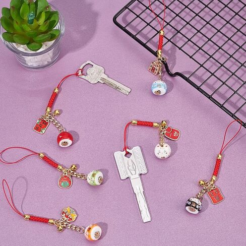 WEBEEDY 6PCS Lucky Beckoning Cat Keychains Pendant Japanese Maneki Neko Cat Charm Mascot Fortune Pendants Wealth Health Fortune Evil Avoiding Christmas Hanging Ornaments Back to School Gift in Saudi Arabia