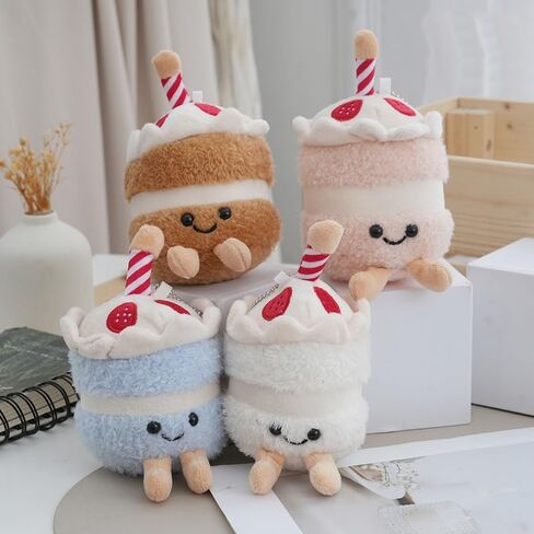 Super Cute Happy Cartoon Smiling Cup Cake Food Keychains for Women Good Luck Positive Energy Cake Key Chain Bag Pendant Gifts in Saudi Arabia