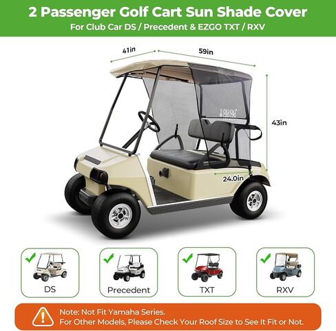 غطاء مظلة الشمس لعربة الجولف لسيارة Club DS، غطاء مظلة شبكي من البوليستر عالي الجودة لمنع الحرارة من الأشعة فوق البنفسجية، متين وسهل التركيب (أسود/رمادي) in Kuwait