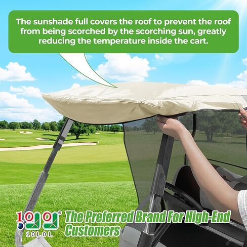 غطاء مظلة الشمس لعربة الجولف لسيارة Club DS، غطاء مظلة شبكي من البوليستر عالي الجودة لمنع الحرارة من الأشعة فوق البنفسجية، متين وسهل التركيب (أسود/رمادي) in Kuwait