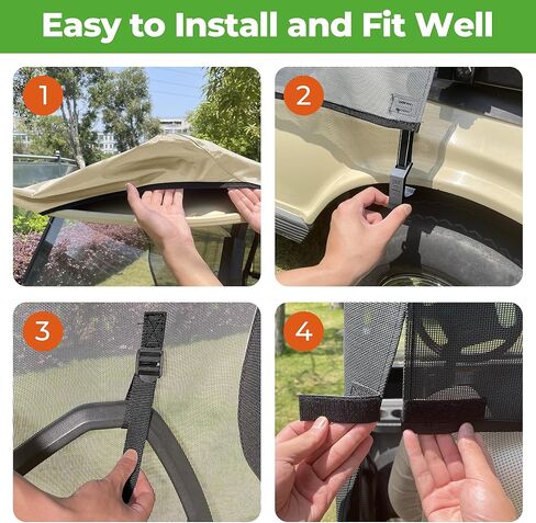 غطاء مظلة الشمس لعربة الجولف لسيارة Club DS، غطاء مظلة شبكي من البوليستر عالي الجودة لمنع الحرارة من الأشعة فوق البنفسجية، متين وسهل التركيب (أسود/رمادي) in Kuwait