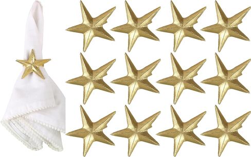 مجموعة حلقات مناديل معدنية مكونة من 12 قطعة، إكسسوارات مستديرة الشكل لتزيين طاولة الطعام في الحفلات، وحفلات الزفاف، وأعياد الميلاد، والهدايا للأم والأخت والأصدقاء - ذهبي معدني in Kuwait