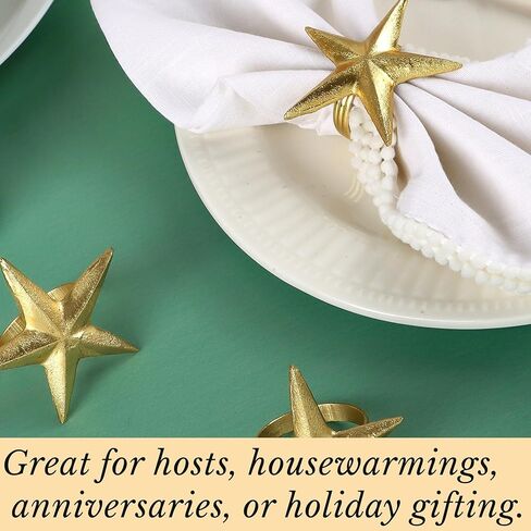 مجموعة حلقات مناديل معدنية مكونة من 12 قطعة، إكسسوارات مستديرة الشكل لتزيين طاولة الطعام في الحفلات، وحفلات الزفاف، وأعياد الميلاد، والهدايا للأم والأخت والأصدقاء - ذهبي معدني in Kuwait