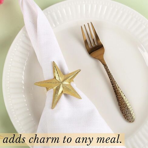 مجموعة حلقات مناديل معدنية مكونة من 12 قطعة، إكسسوارات مستديرة الشكل لتزيين طاولة الطعام في الحفلات، وحفلات الزفاف، وأعياد الميلاد، والهدايا للأم والأخت والأصدقاء - ذهبي معدني in Kuwait