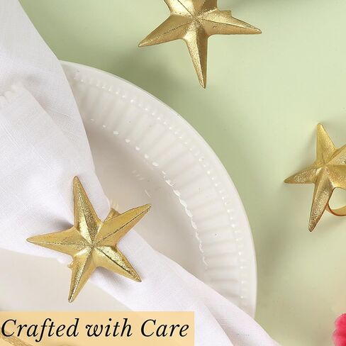 مجموعة حلقات مناديل معدنية مكونة من 12 قطعة، إكسسوارات مستديرة الشكل لتزيين طاولة الطعام في الحفلات، وحفلات الزفاف، وأعياد الميلاد، والهدايا للأم والأخت والأصدقاء - ذهبي معدني in Kuwait