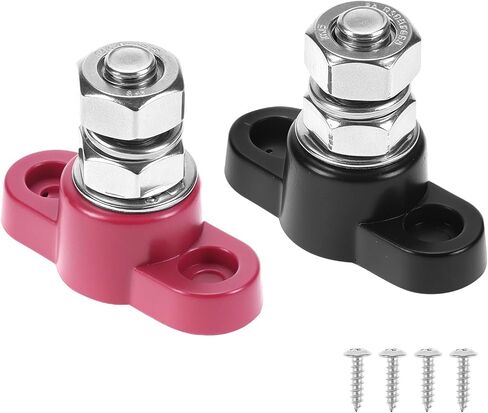 QWORK Power Distribution Block - 3/8" Stud, 250A 12V Bus Bar Pair Red & Black for Automotive, Marine, Solar in Saudi Arabia