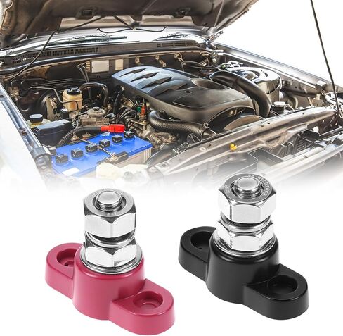 QWORK Power Distribution Block - 3/8" Stud, 250A 12V Bus Bar Pair Red & Black for Automotive, Marine, Solar in Saudi Arabia