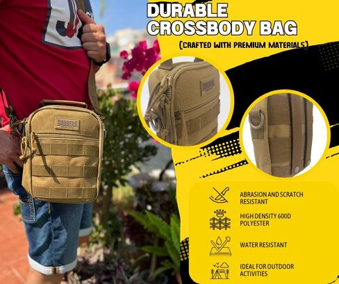 BARRERA warriors- Small Sling bag, Fanny pack for men, Mini Crossbody bag, Mini cross body fanny pack, Handbag Adjustable Bag, MOLLE shoulder bag, small tactical sling bag. (BLACK) in Saudi Arabia