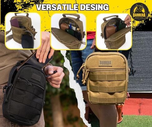 BARRERA warriors- Small Sling bag, Fanny pack for men, Mini Crossbody bag, Mini cross body fanny pack, Handbag Adjustable Bag, MOLLE shoulder bag, small tactical sling bag. (BLACK) in Saudi Arabia