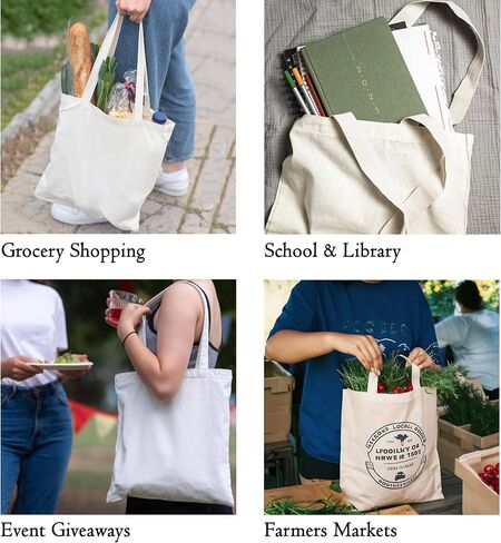 Custom Tote Bag in Bulk, Pack of 10/25/50/100/250 | Promotional Tote Bags with Custom Logo, Text or Image | 100% Cotton Tote Bags for Business Promotional Items in Saudi Arabia