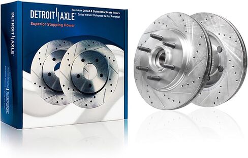 Detroit Axle - 2WD Front Brake Kit for 2004-2008 Ford F-150 06-08 Lincoln Mark LT Drilled & Slotted Disc Brake Rotors Ceramic Brakes Pads 2005 2006 2007 Replacement in Saudi Arabia