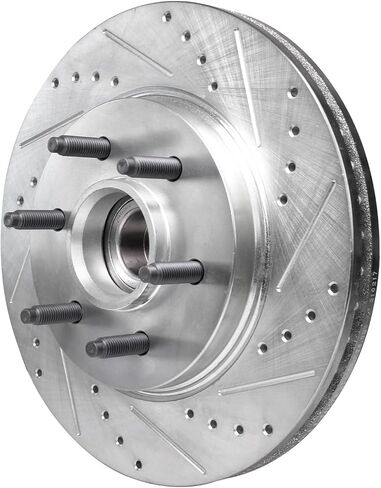 Detroit Axle - 2WD Front Brake Kit for 2004-2008 Ford F-150 06-08 Lincoln Mark LT Drilled & Slotted Disc Brake Rotors Ceramic Brakes Pads 2005 2006 2007 Replacement in Saudi Arabia