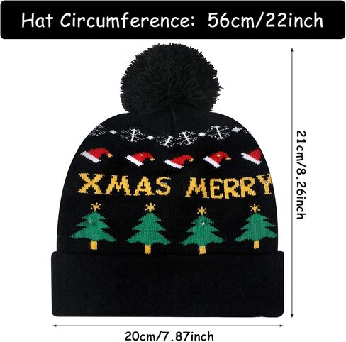 4 Pieces LED Christmas Knitted Hat Light Up Beanie Cap Unisex Novelty LED Winter Snow Hat with 6 Colorful LEDs in Saudi Arabia
