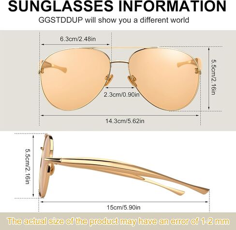 3 Pack Oversized Aviator Sunglasses for Women Men 70s Vintage Trendy Gold Frame and Arms UV Protection Sun Glasses in Saudi Arabia