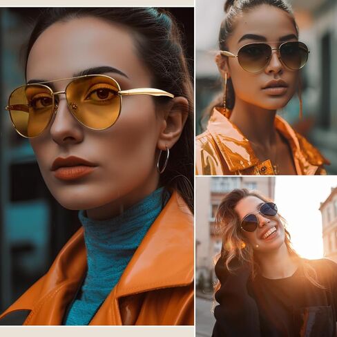 3 Pack Oversized Aviator Sunglasses for Women Men 70s Vintage Trendy Gold Frame and Arms UV Protection Sun Glasses in Saudi Arabia