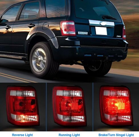 مجموعة ضوء الذيل مناسبة لـ 2008-2012 Ford Escape، مصباح فرامل الضوء الخلفي استبدال الضوء الخلفي للجانب الأيسر للسائق FO2801210 8L8Z13405A (بدون مصابيح وسرج ومقبس مصباح) in Kuwait