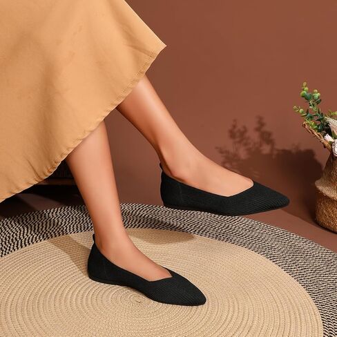 Bealin Womens Flats Dressy Pointed Toe Knit Ballet Shoes Confortable Women Soft Flats Shoes Slip On Loafer Shoes in Kuwait