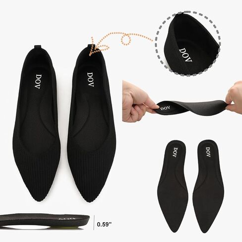 Bealin Womens Flats Dressy Pointed Toe Knit Ballet Shoes Confortable Women Soft Flats Shoes Slip On Loafer Shoes in Kuwait