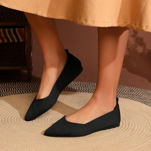 Bealin Womens Flats Dressy Pointed Toe Knit Ballet Shoes Confortable Women Soft Flats Shoes Slip On Loafer Shoes in Kuwait