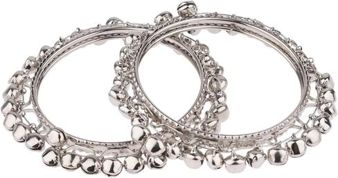 Efulgenz Indian Oxidized Jewelry for Navratri Boho Vintage Antique Gypsy Tribal Indian Oxidized Silver Tone Bell Charm Bracelet Bangle Set Jewelry in Saudi Arabia