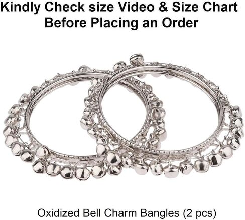 Efulgenz Indian Oxidized Jewelry for Navratri Boho Vintage Antique Gypsy Tribal Indian Oxidized Silver Tone Bell Charm Bracelet Bangle Set Jewelry in Saudi Arabia