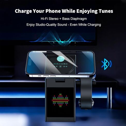 محطة شحن لاسلكية 6 في 1 من Vivilumens، شاحن لاسلكي Magsafe مع مكبر صوت بلوتوث وساعة منبه RGB Pixel وشحن سريع 15 وات لهاتف iPhone 16 15 Pro Max Airpods S10 Ultra Watch in Saudi Arabia