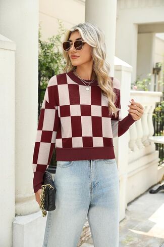 Zeagoo Womens 2025 Fall Crewneck Cropped Sweater Cozy Long Sleeve Ribbed Knit Pullover Dropped Shoulders Trendy Jumper Tops in Saudi Arabia
