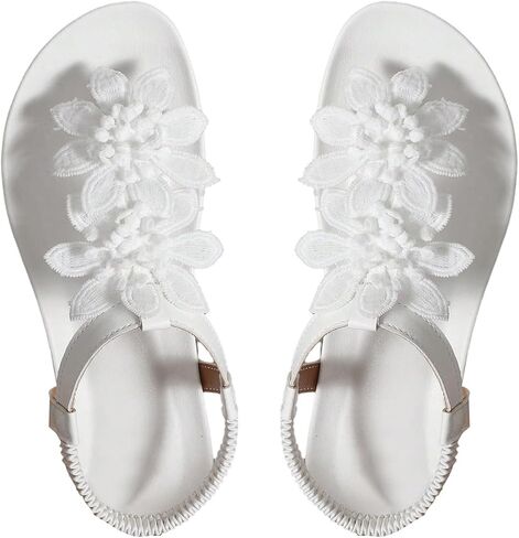 GORGLITTER Women's Flower Thongs Sandals With Ankle Strap Open Toe Flip Flop Wedding Shoes Trendy 2025 Summer Beach Sandals in Saudi Arabia