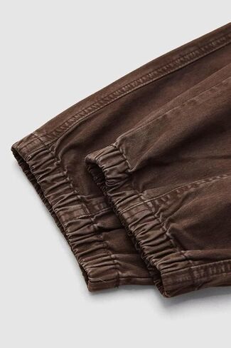 Flamingals Straight Leg Mid Waist Drawstring Solid Patch Pocket Crop Carrot Pants in Kuwait